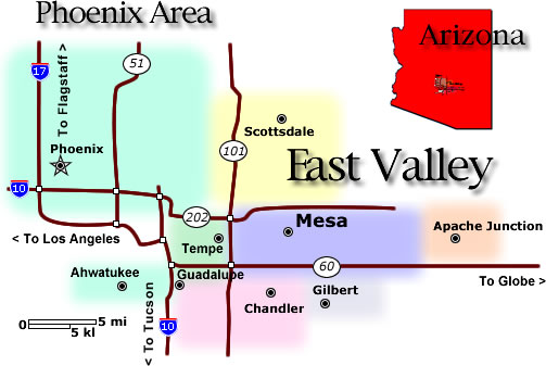 Map of Phoenix Metropolitan Area, Arizona